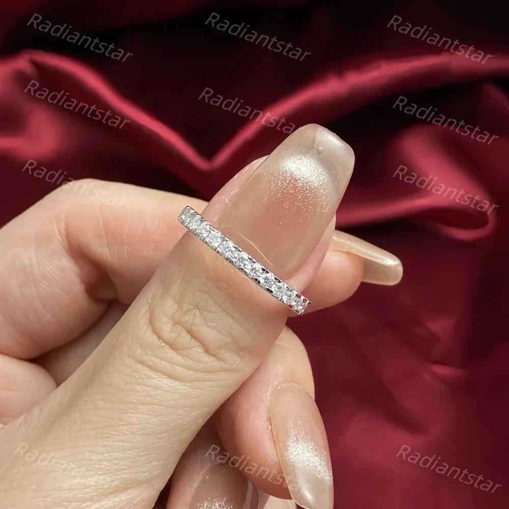 NEW 2mm Moissanite 3/4 Eternity Pave Band Ring